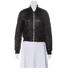 Chloe Leather Quilted Bomber Jacket - XS